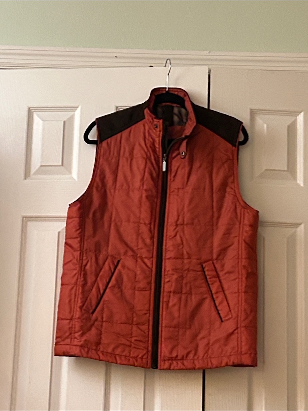 NWT Alan Flusser Quilted Vest Mens M Orange Rust Corduroy Trim Gorpcore Cabin